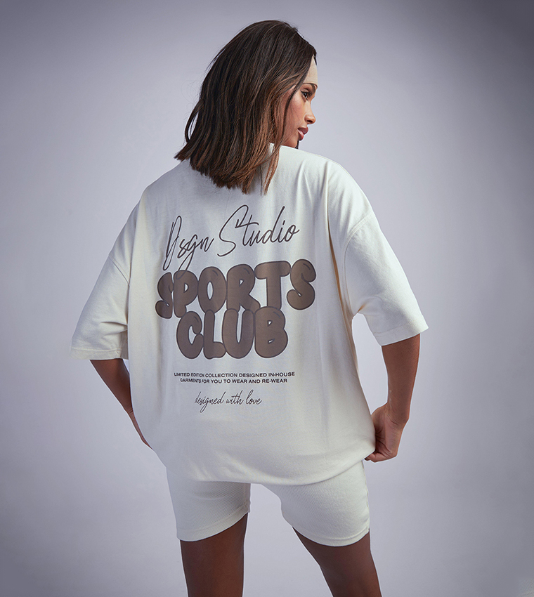Dsgn Studio Sports Bubble Slogan Oversized Top