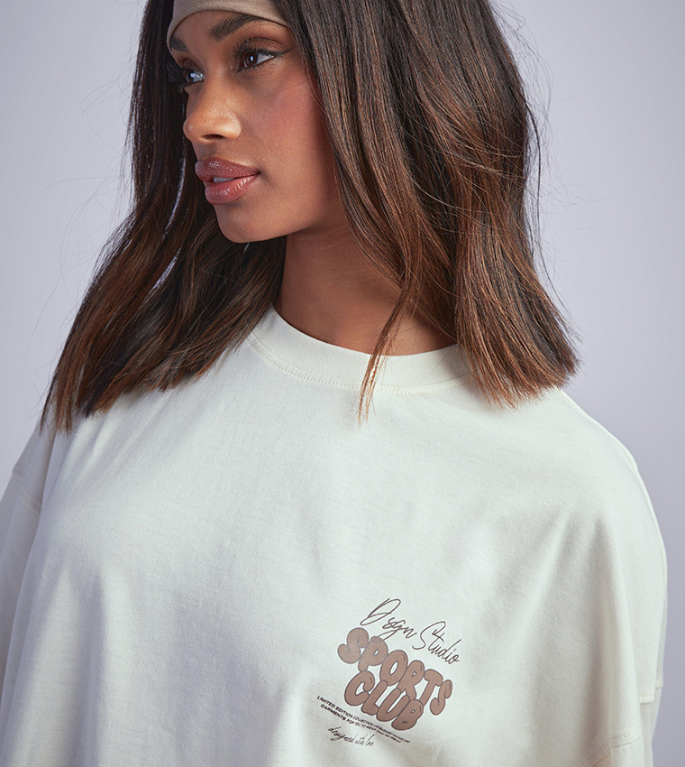 Dsgn Studio Sports Bubble Slogan Oversized Top