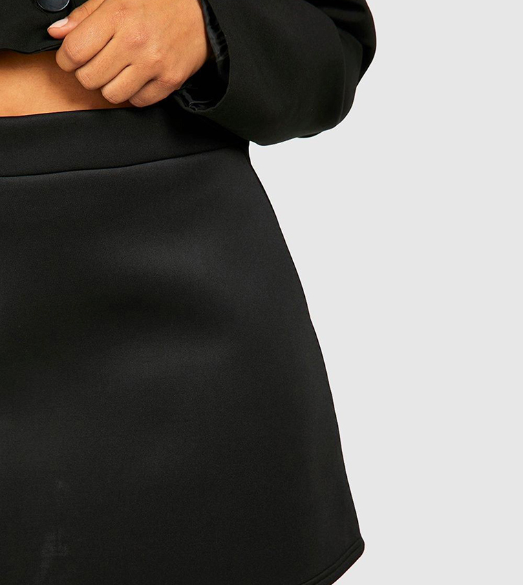 Buy Boohoo Curve Bonded Scuba Skater Mini Skirt In Black