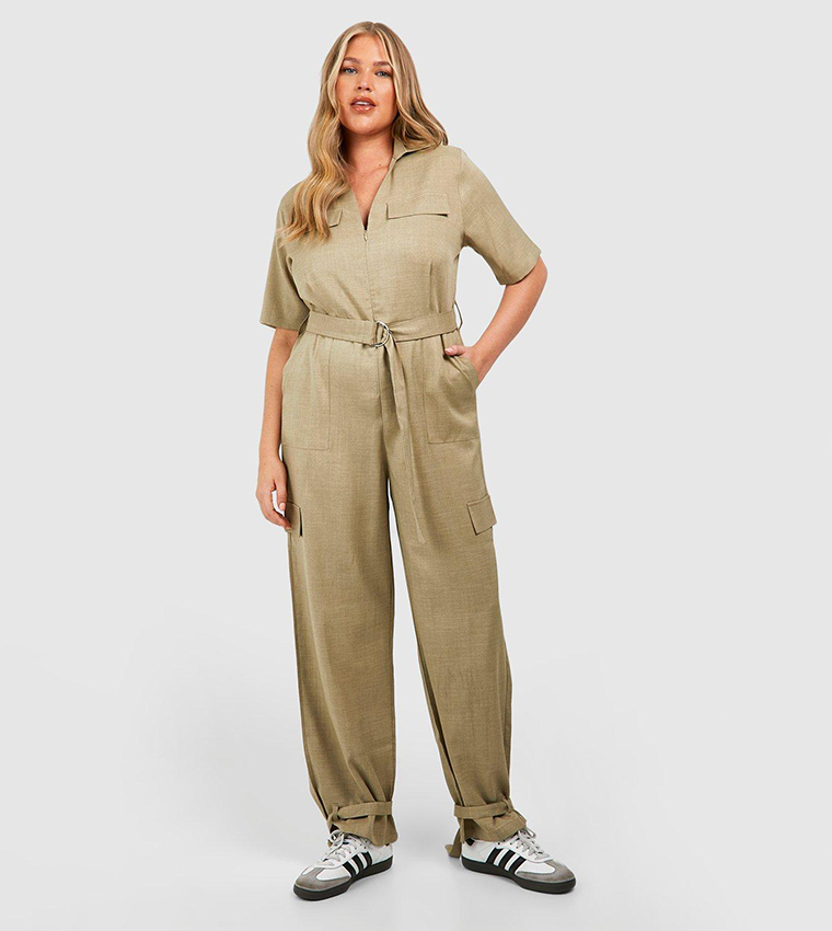 Linen utility hot sale jumpsuit