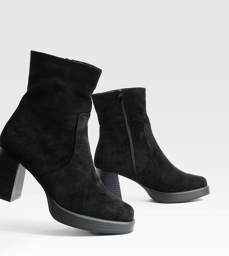 Buy Boohoo Platform Block Heel Ankle Boots In Black 6thstreet Kuwait 3389