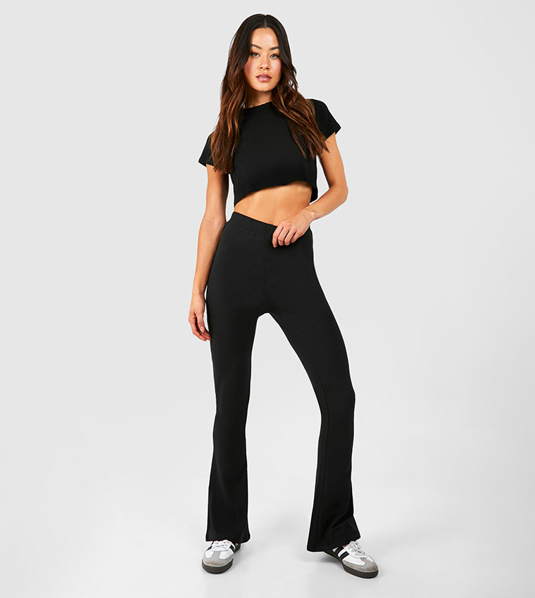 Buy Boohoo Tall Premium Super Soft Basic Flare Trousers In Black