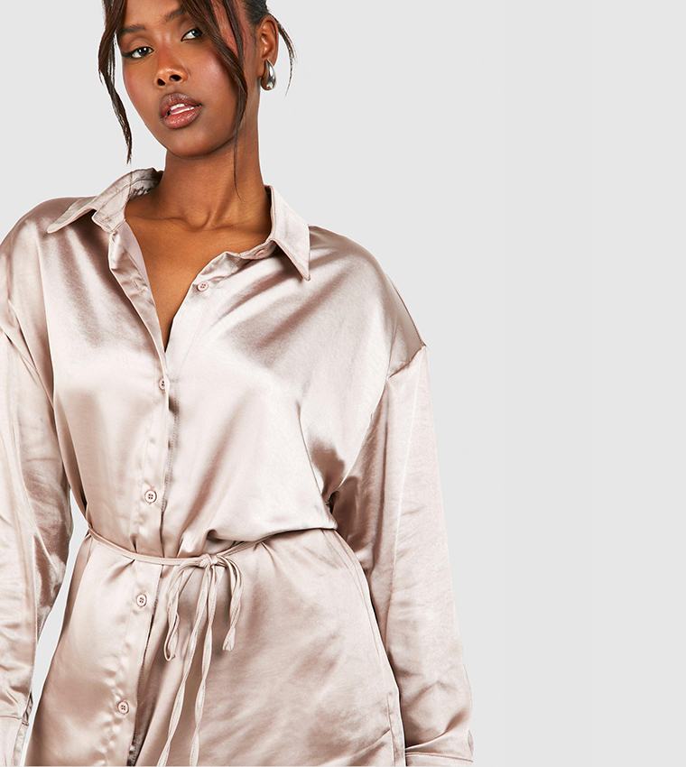 Cinched waist shirt dress best sale