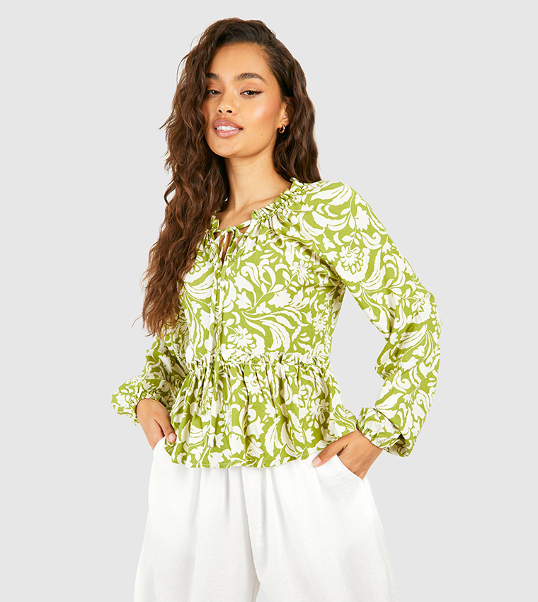 Paisley Balloon Sleeves Blouse