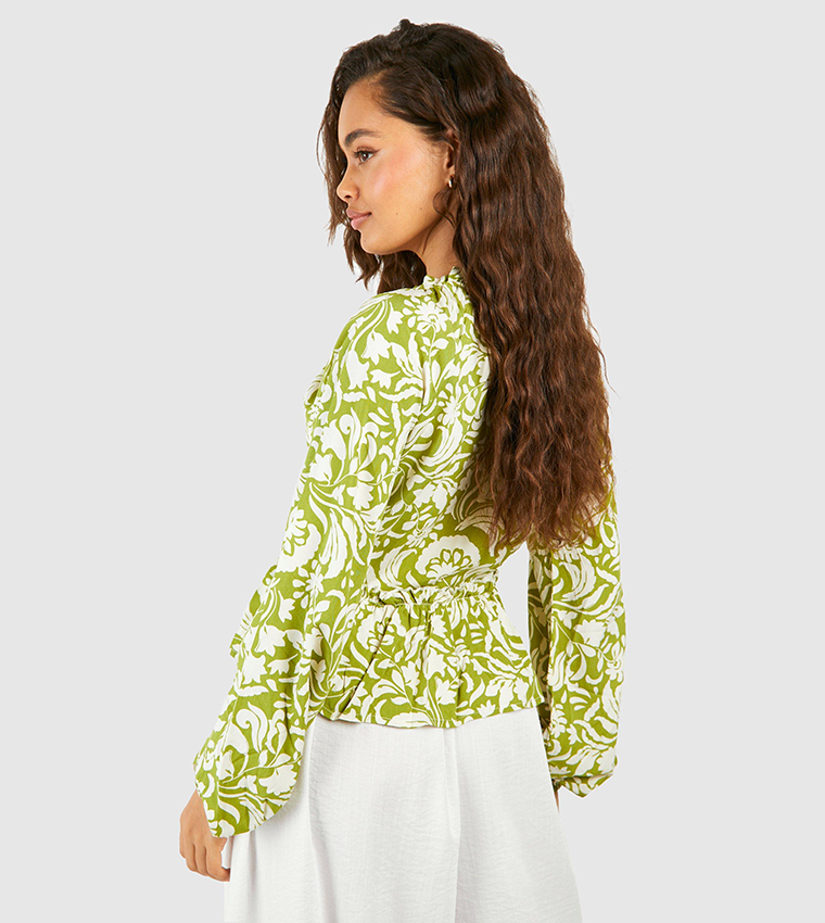 Paisley Balloon Sleeves Blouse