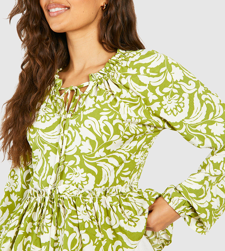 Paisley Balloon Sleeves Blouse