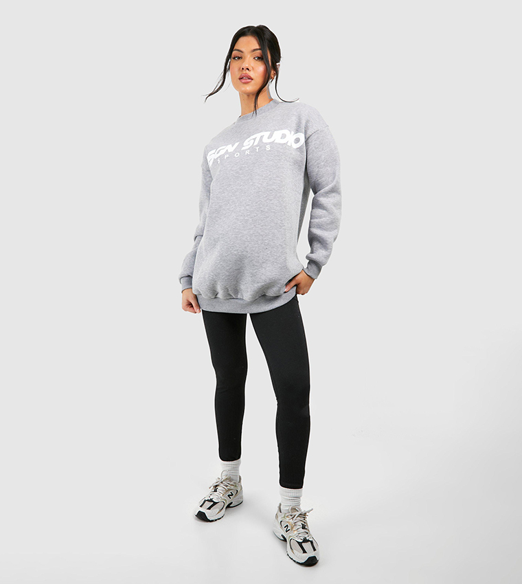 Buy Boohoo Design Studio Print Long Sleeves Maternity Sweatshirt In GREY MARL 6thStreet Bahrain