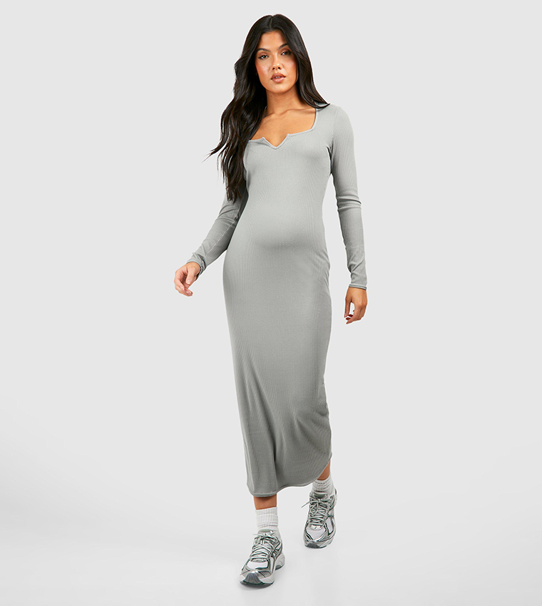 grey ribbed bodycon dress Variegated Ribbed Bodycon Dress – Rosio