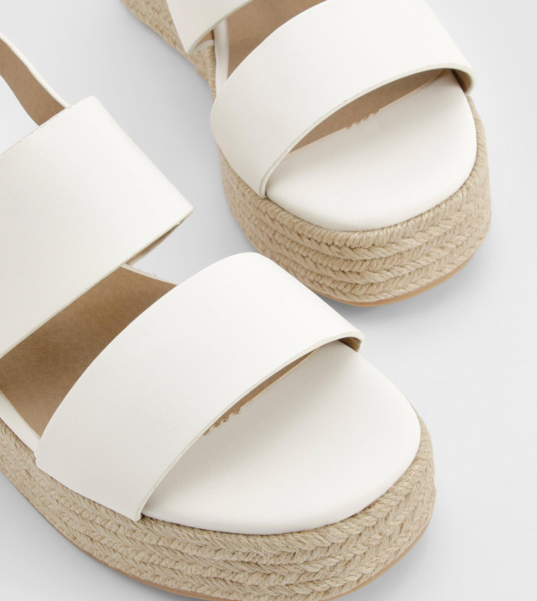 Buy Boohoo Double Strap Espadrille Wedge Sandals In White