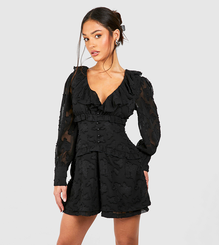 Petite Burnout Button Down Romper