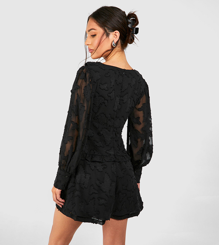 Petite Burnout Button Down Romper