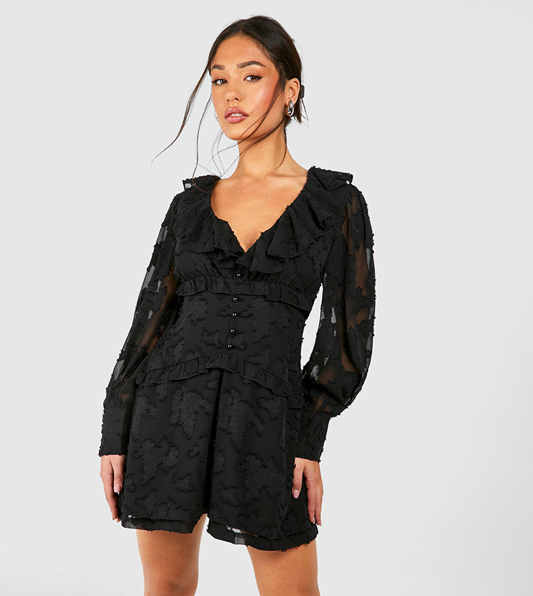 Petite Burnout Button Down Romper