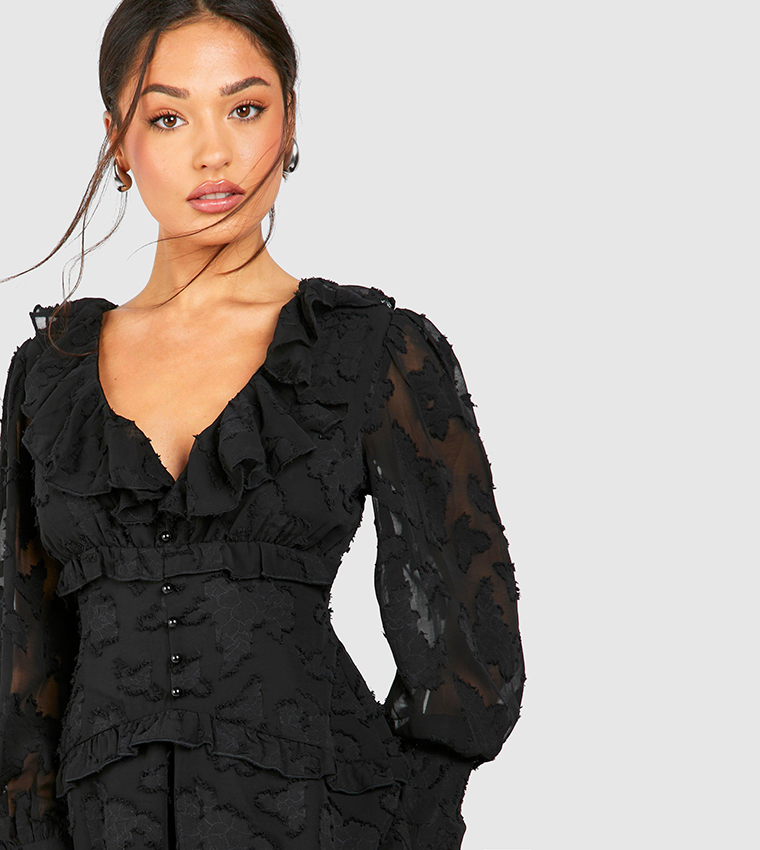 Petite Burnout Button Down Romper