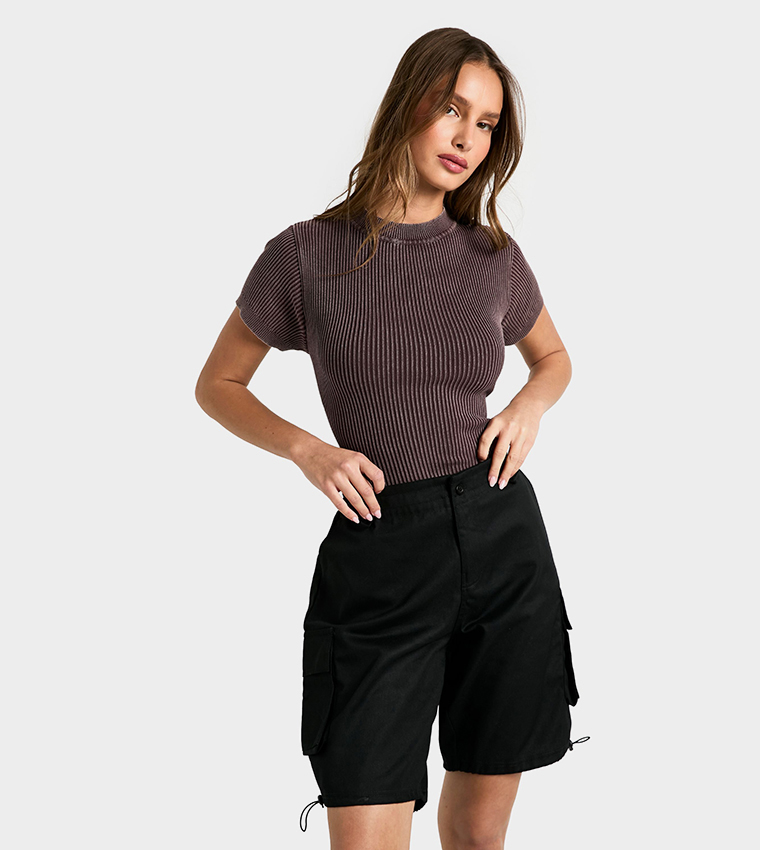 High Waist Cargo Shorts