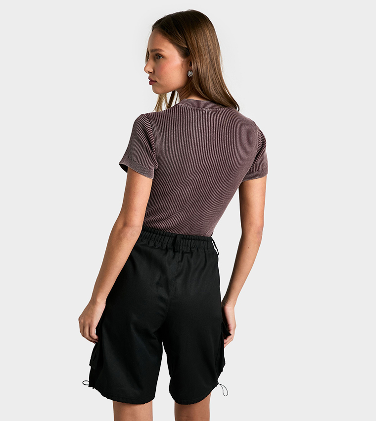 High Waist Cargo Shorts