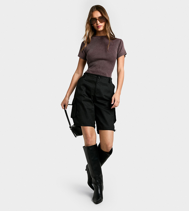 High Waist Cargo Shorts