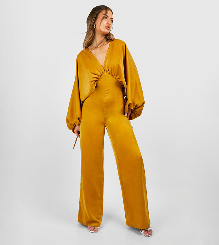 Mustard satin jumpsuit on sale