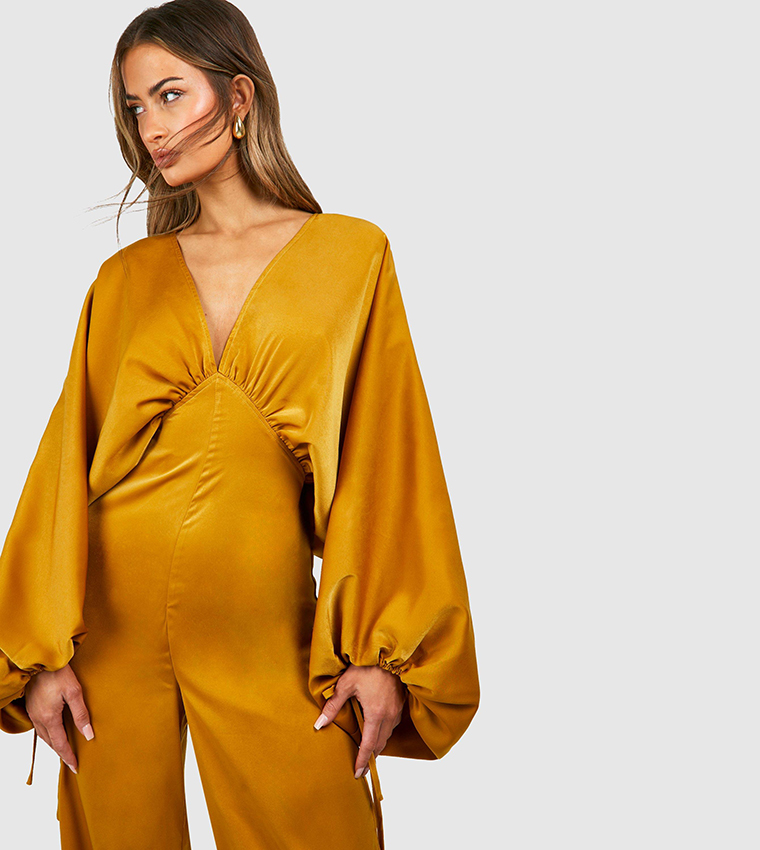 Mustard satin jumpsuit on sale