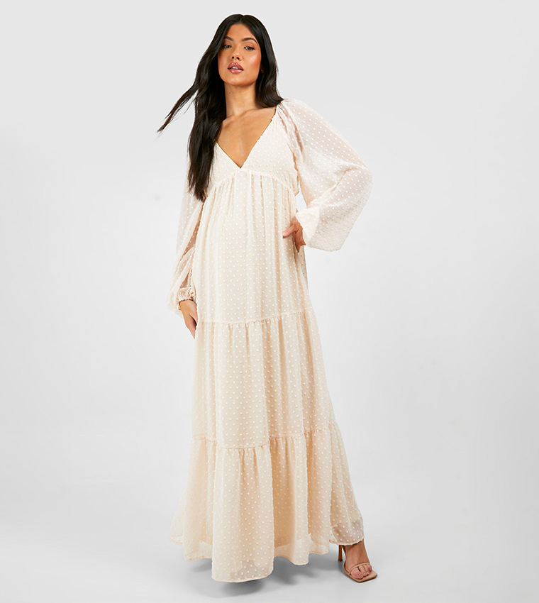 Boohoo White Maternity Dress Best Cream Maternity Maxi Dress Outlet  Maternity Linen Look Tie