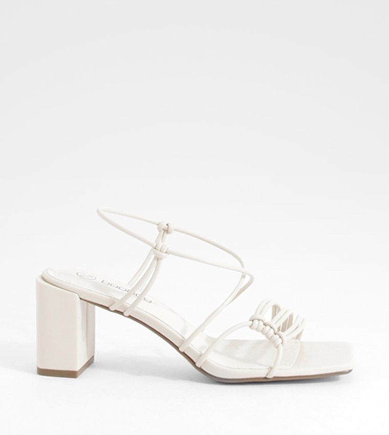 Buy Boohoo Crossover Heel Low Block Sandals In Beige 6thStreet Bahrain