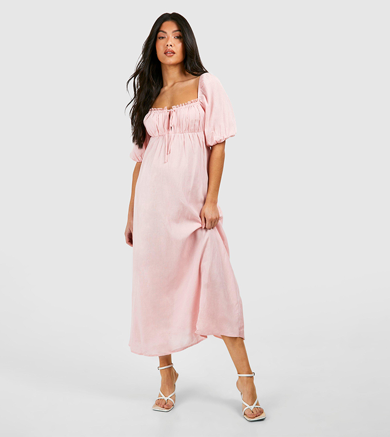 Buy Boohoo Maternity Linen Milk Maid Midi Dress In Pink | 6thstreet Qatar Buy Boohoo Maternity Linen Milk Maid Midi Dress In Pink | 6thstreet Qatar
