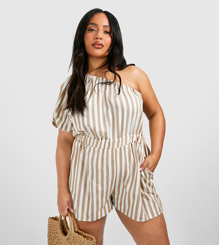 Striped store linen dungarees