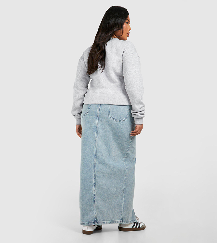 تنورة دينم ماكسي بجيب وشق أمامي 