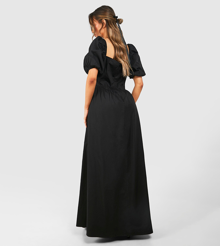 Poplin Maxi Milkmaid Dress