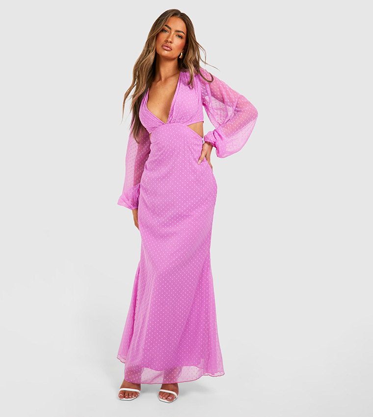 purple maxi dress boohoo Purple Ruffle Front Smock Maxi Dress