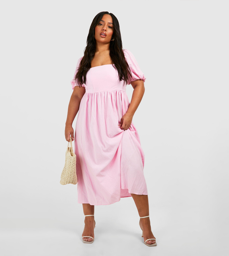 boohoo pink midi dress NWT Boohoo Pleated Pink Blush Wrap Midi Dress 24