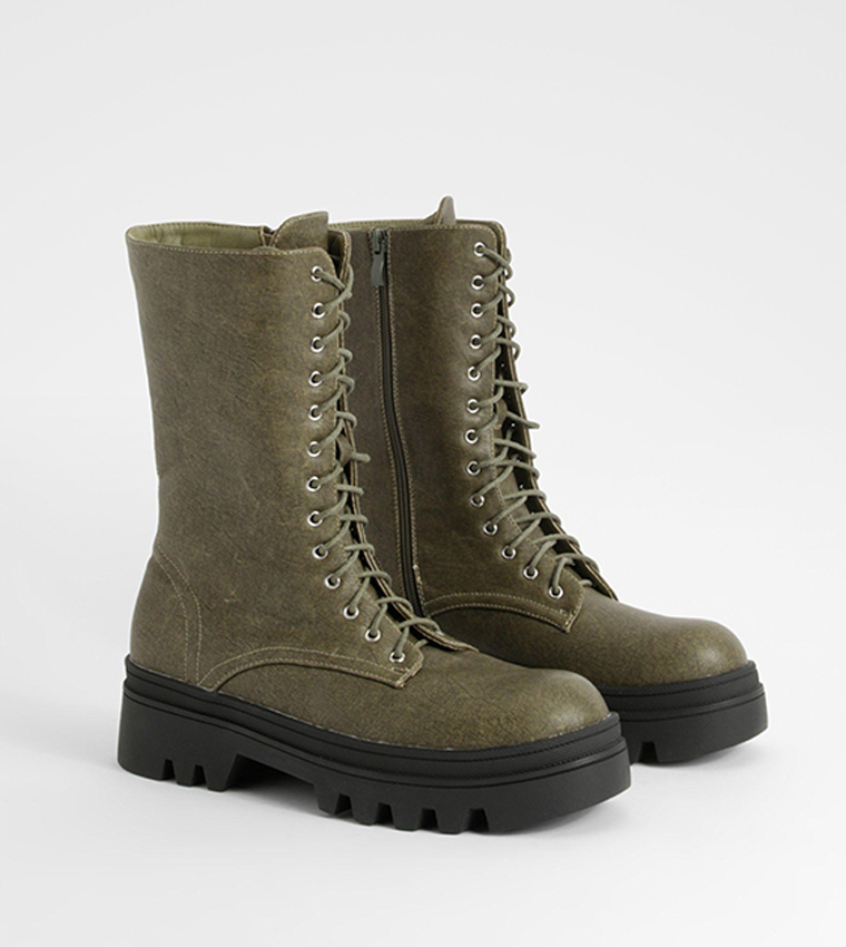 Washed Pu Hiker Boots