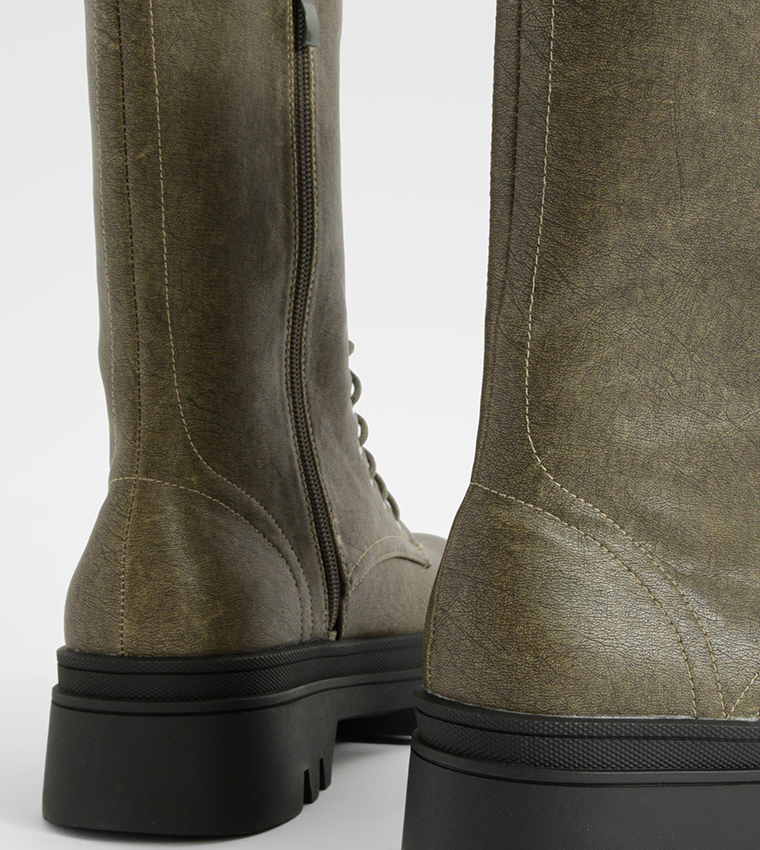 Washed Pu Hiker Boots