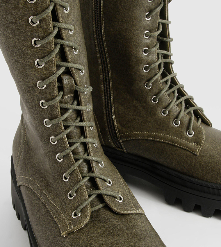 Washed Pu Hiker Boots