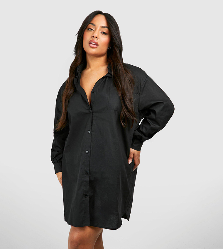 Buy Boohoo Cotton Poplin Ultimate Oversized Shirt Dress In