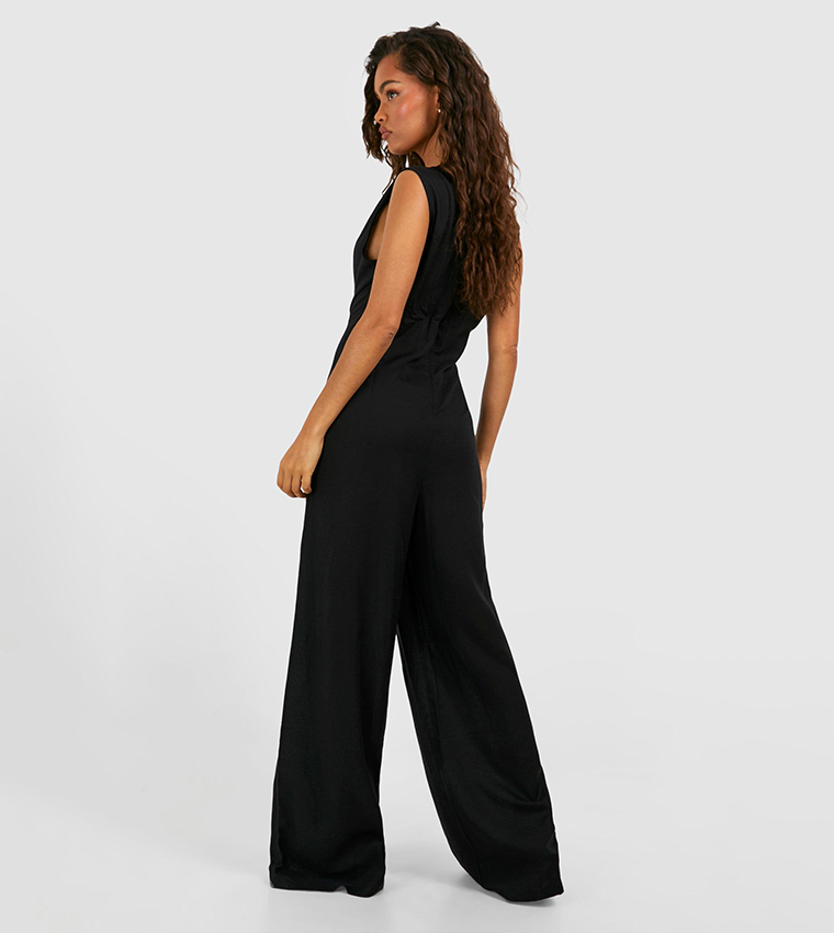 Linen Look Sleeveless Jumpsuit