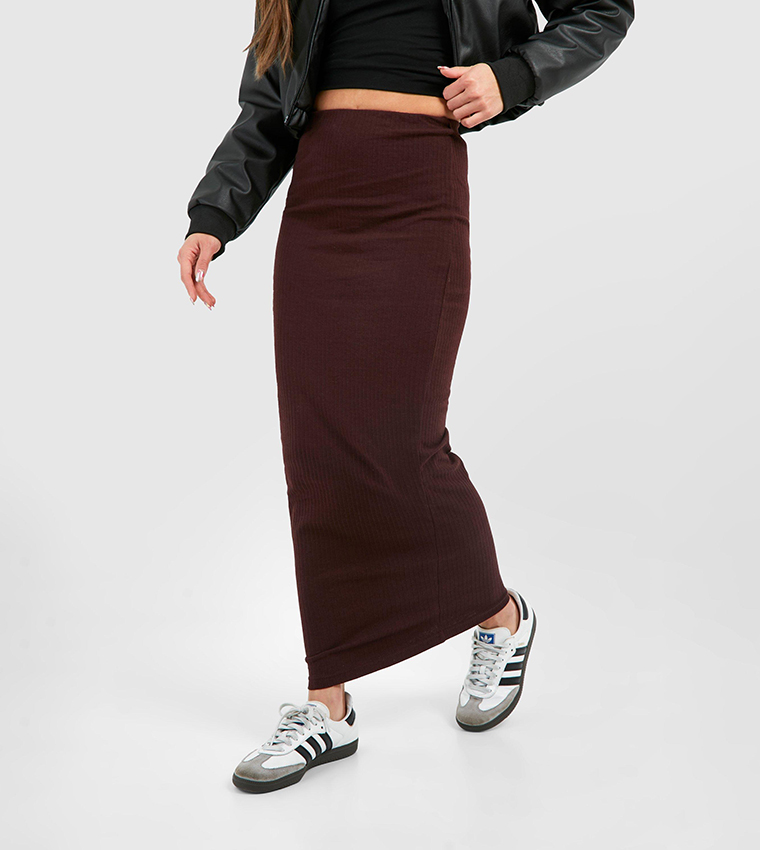 Maxi Skirt Chocolate Brown Pencil Skirt Outfit Buy Boohoo Cotton