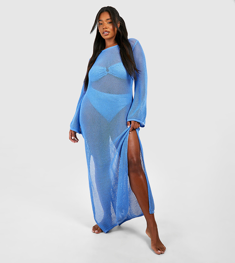 Buy Boohoo Plus Crochet Cover Up Beach Maxi Dress In Blue | 6thstreet Saudi Arabia Buy Boohoo Plus Crochet Cover Up Beach Maxi Dress In Blue | 6thstreet Saudi Arabia