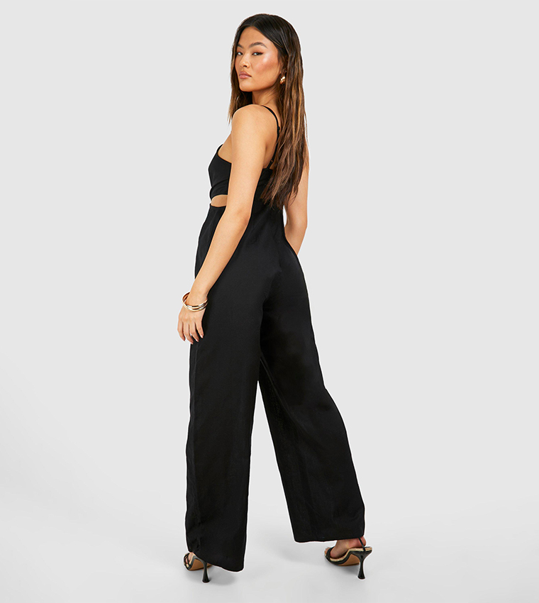 Linen Strappy Cut-Out Jumpsuit