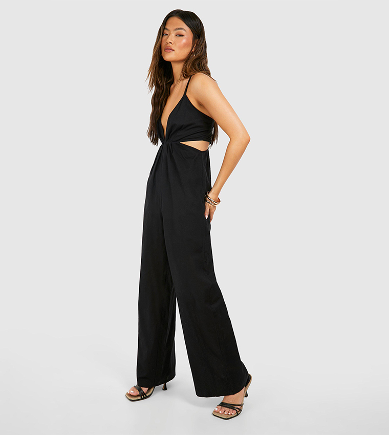 Linen Strappy Cut-Out Jumpsuit