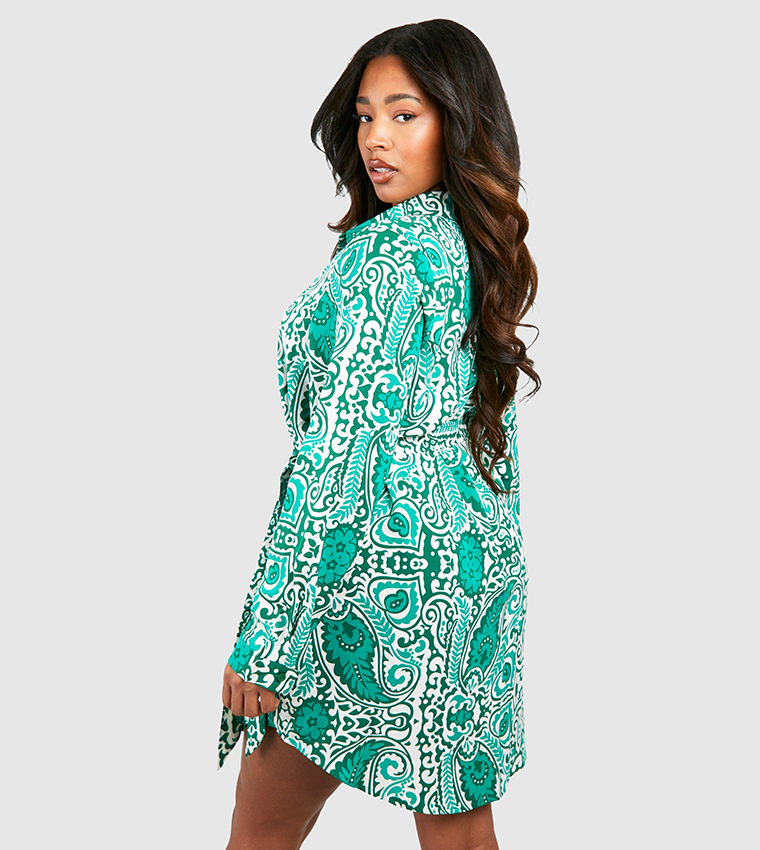 boohoo paisley shirt dress Paisley shirt Dress
