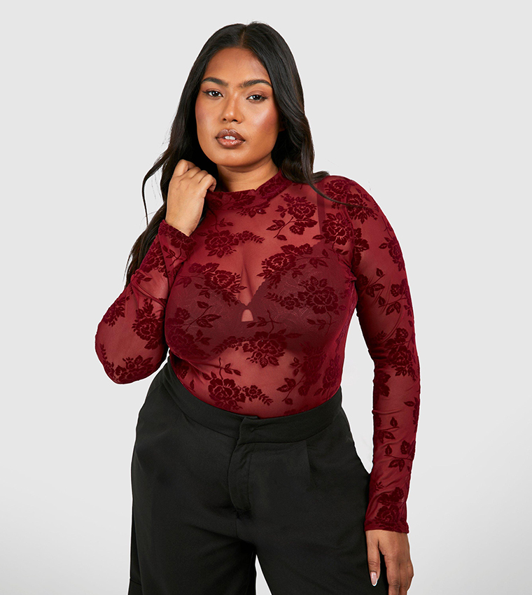 Red Bodysuit Floral Print Bodysuit Short Sleeve Bodysuit, 49% OFF