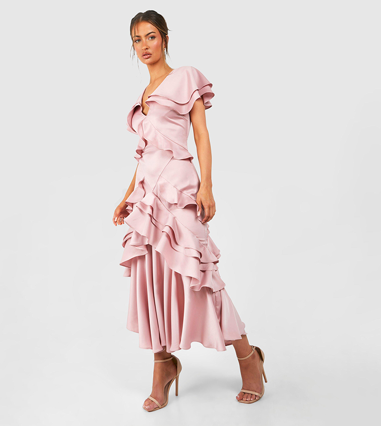 pink ruffle dress zara ZARA. with ruffled sleeves T.xs Hibuy market Zara Pink Ruffle Mini Dress