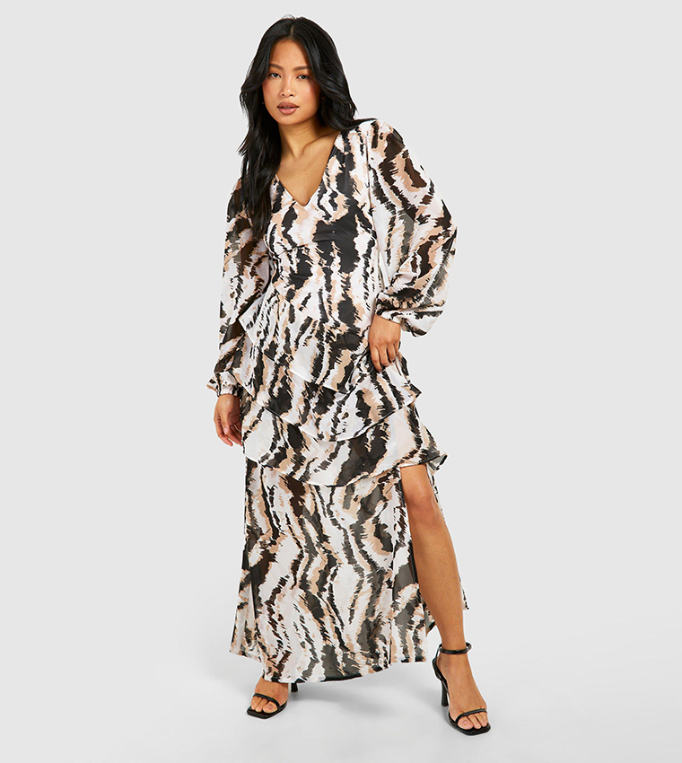 Petite Printed Chiffon Maxi Dress
