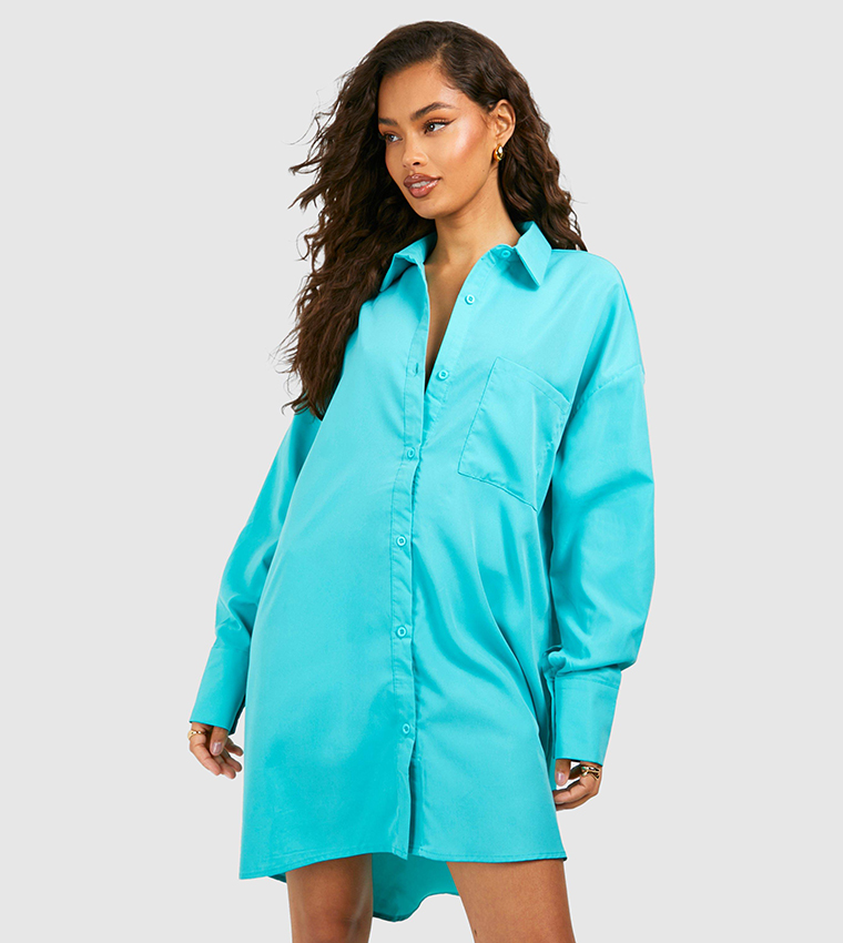 open lace back dress Wash Lab Denim Oversize Denim Shirtdress