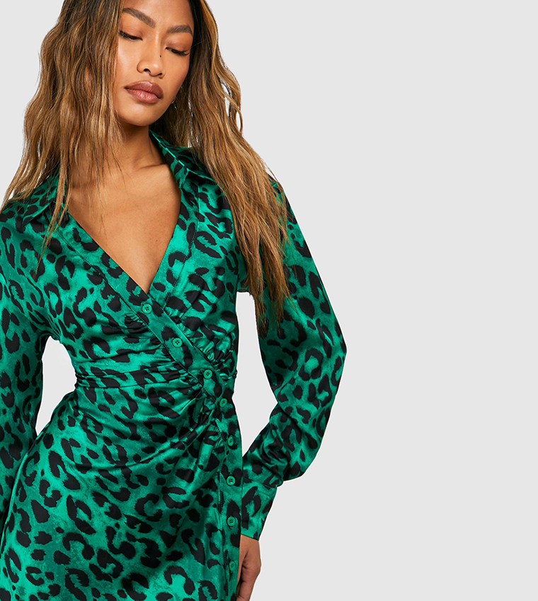 LEOPARD BUTTON DRESS 6C