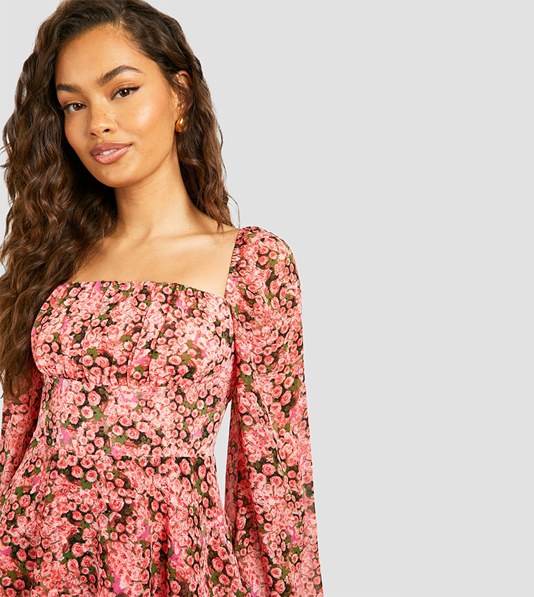 Satin Long Sleeves Floral Playsuit