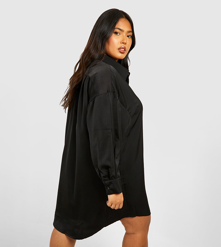 Buy Boohoo Satin 2 In 1 Shirt Satin Slip Dress In Black 6thStreet Qatar