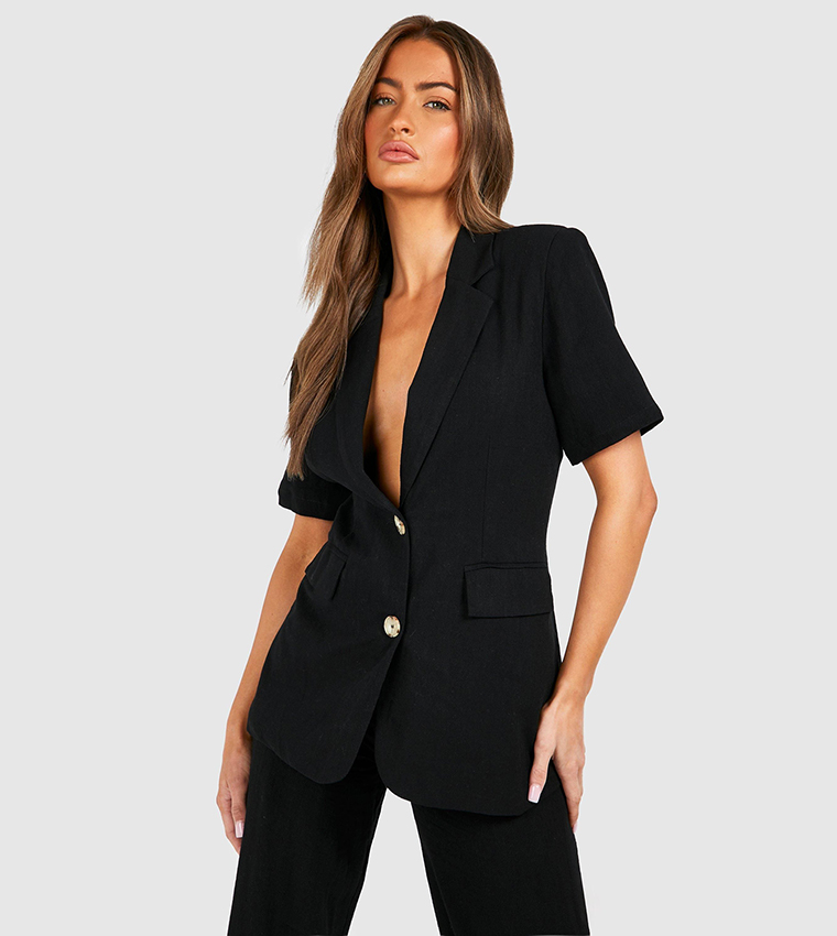 Linen Look Short Sleeved Blazer
