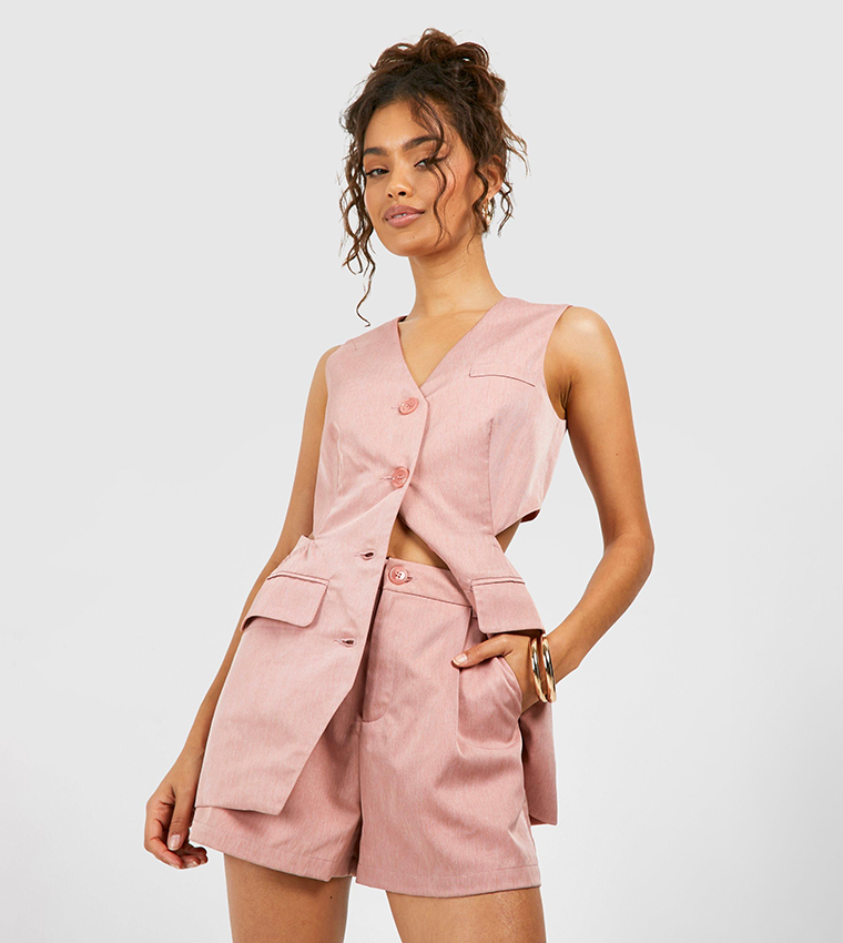 Linen Look Open Back Waistcoat