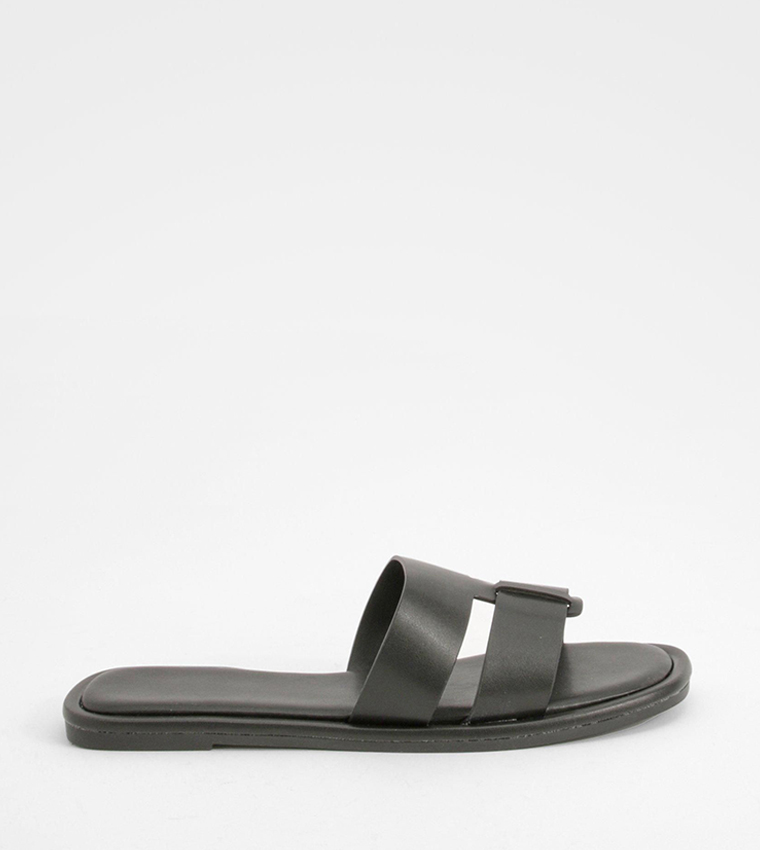 Flat Sandals Black Sandals No Heel Buy Boohoo Woven Open Toe Flat